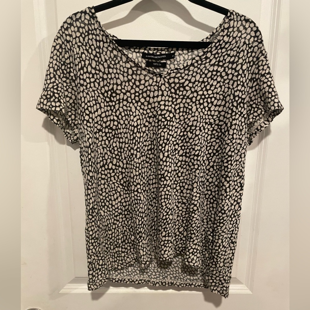 Les Essentiels de Monoprix Black and White Top Size‎ Medium